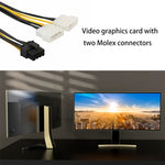Cáp nguồn card đồ họa 18cm hình chữ Y 8 chân PCI Express sang đôi 4 chân Molex, 8 chân cái sang đôi 4 chân đực