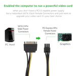 Cáp nguồn card đồ họa video SATA 20cm 15 chân sang 6 chân PCI Express, SATA 15 chân sang 6 chân cái