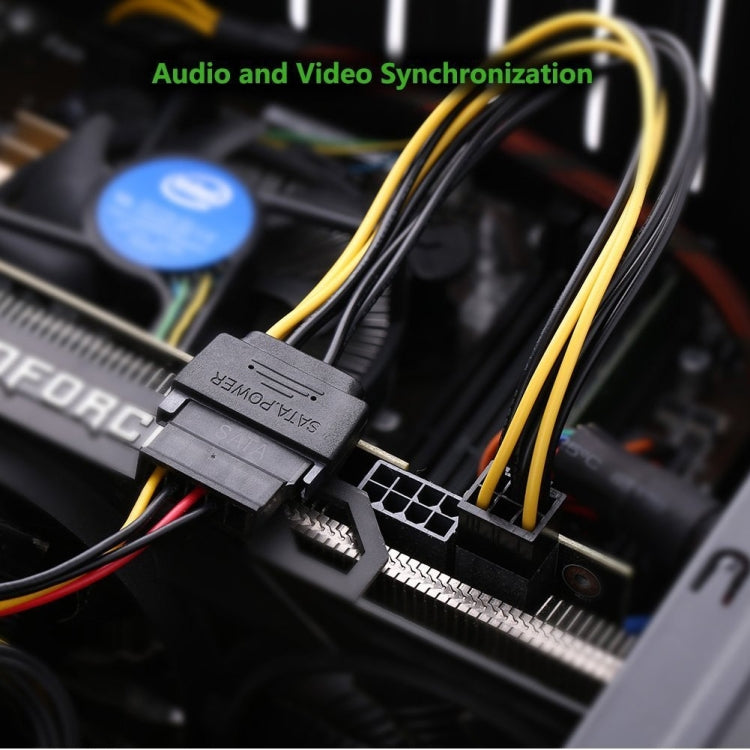 Cáp nguồn card đồ họa video SATA 20cm 15 chân sang 6 chân PCI Express, SATA 15 chân sang 6 chân cái