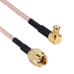 Cáp RG316 15cm SMA đực sang MCX đực góc 90 độ, SMA đực sang MCX đực