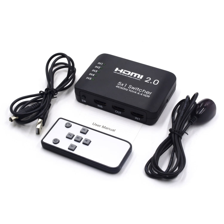 Bộ chia chuyển mạch HDMI 2.0 5x1 4K Ultra HD AYS-51V20, 5x1 4K