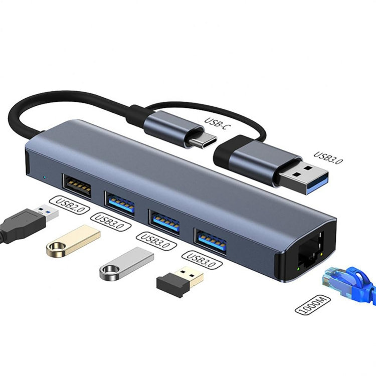 Trạm Đế Đa Năng BYL-2208TU 5 trong 2 USB + USB-C / Type-C Sang USB HUB Adapter, BYL-2208