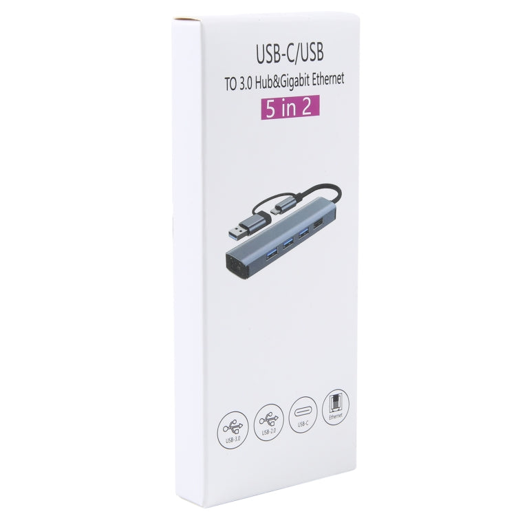 Trạm Đế Đa Năng BYL-2208TU 5 trong 2 USB + USB-C / Type-C Sang USB HUB Adapter, BYL-2208
