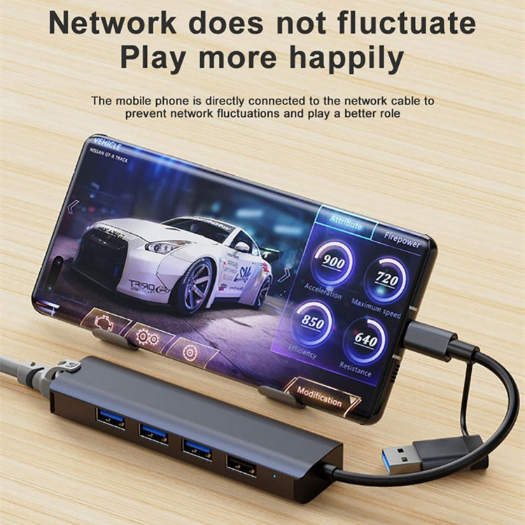 Trạm Đế Đa Năng BYL-2208TU 5 trong 2 USB + USB-C / Type-C Sang USB HUB Adapter, BYL-2208