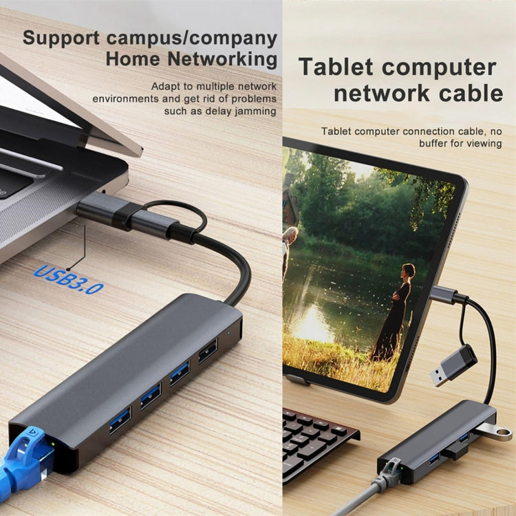 Trạm Đế Đa Năng BYL-2208TU 5 trong 2 USB + USB-C / Type-C Sang USB HUB Adapter, BYL-2208