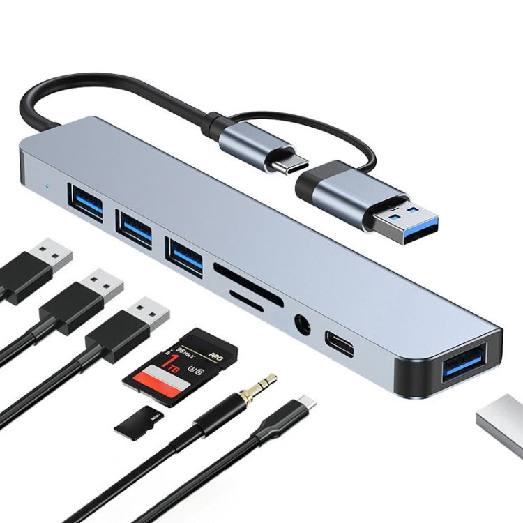 Trạm Đế Đa Năng BYL-2218TU 8 trong 1 USB + USB-C / Type-C Sang USB HUB Adapter, BYL-2218TU