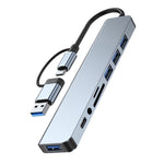 Trạm Đế Đa Năng BYL-2218TU 8 trong 1 USB + USB-C / Type-C Sang USB HUB Adapter, BYL-2218TU
