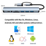 Trạm Đế Đa Năng BYL-2218TU 8 trong 1 USB + USB-C / Type-C Sang USB HUB Adapter, BYL-2218TU