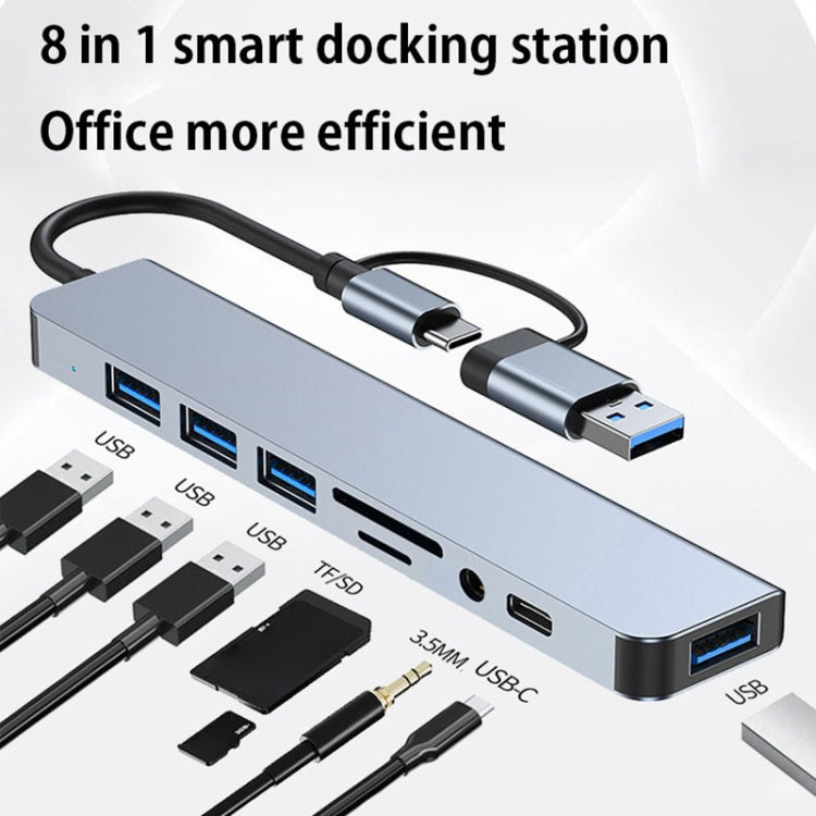 Trạm Đế Đa Năng BYL-2218TU 8 trong 1 USB + USB-C / Type-C Sang USB HUB Adapter, BYL-2218TU