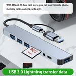 Trạm Đế Đa Năng BYL-2218TU 8 trong 1 USB + USB-C / Type-C Sang USB HUB Adapter, BYL-2218TU