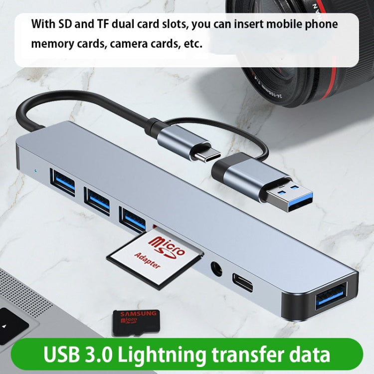 Trạm Đế Đa Năng BYL-2218TU 8 trong 1 USB + USB-C / Type-C Sang USB HUB Adapter, BYL-2218TU