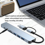 Trạm Đế Đa Năng BYL-2218TU 8 trong 1 USB + USB-C / Type-C Sang USB HUB Adapter, BYL-2218TU