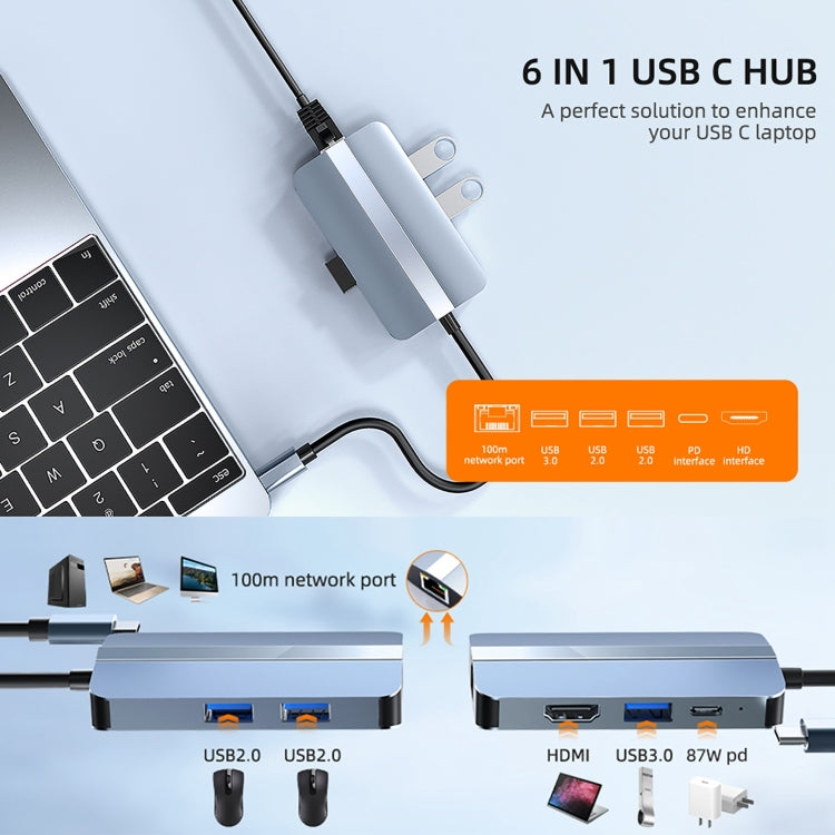 Đế cắm đa năng 6 trong 1 USB-C / Type-C sang USB HUB Adapter BYL-2203