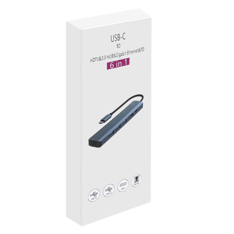 Đế cắm đa năng 6 trong 1 USB-C / Type-C sang USB HUB Adapter có cổng mạng 1000M, BYL-2210