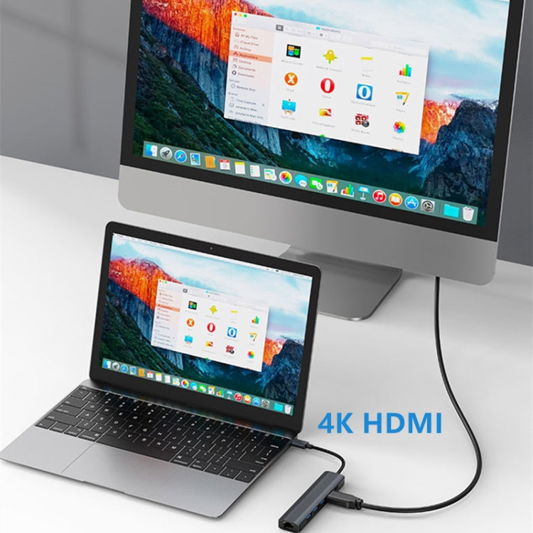 Đế cắm đa năng 6 trong 1 USB-C / Type-C sang USB HUB Adapter có cổng mạng 1000M, BYL-2210