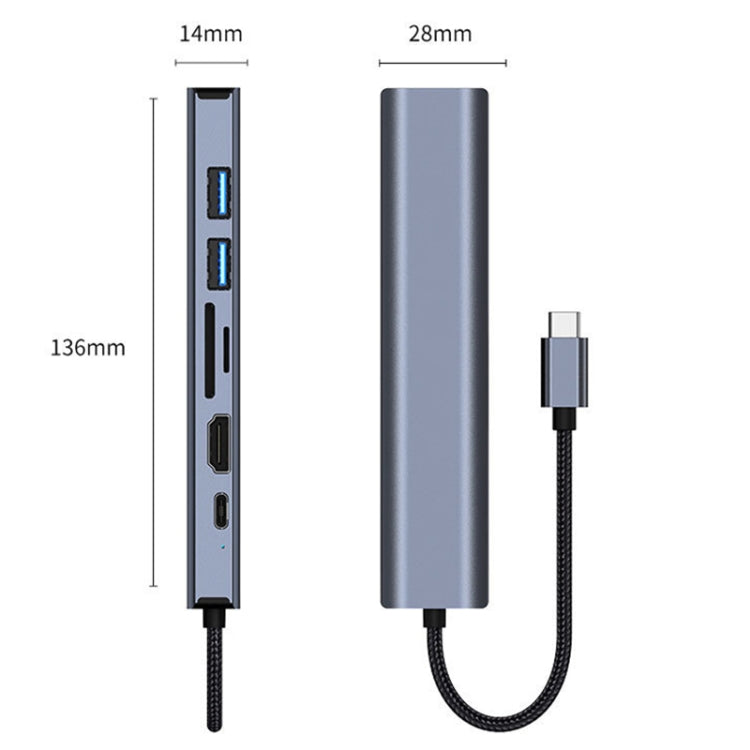 Đế cắm đa năng 7 trong 1 USB-C / Type-C sang USB HUB Adapter BYL-2303