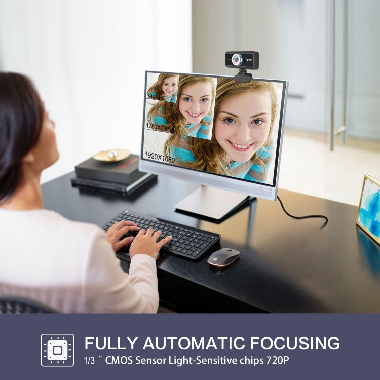 HXSJ S90 Webcam HD 720P 1 Megapixel 30fps cho Máy tính để bàn / Laptop / Android TV, với Microphone hút âm 8m, Dài cáp: 1.5m, S90