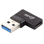 Bộ chuyển đổi hợp kim nhôm Type-C / USB-C cái sang USB 3.0 đực góc 90 độ, Type-C cái sang USB 3.0 đực