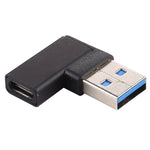 Bộ chuyển đổi hợp kim nhôm Type-C / USB-C cái sang USB 3.0 đực góc 90 độ, Type-C cái sang USB 3.0 đực