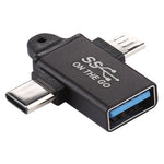 Bộ chuyển đổi hợp kim nhôm USB 3.0 cái sang Type-C / USB-C đực + Micro đực, USB 3.0 cái sang Type-C đực + Micro đực