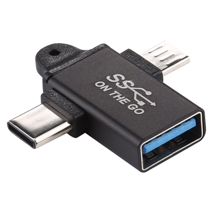 Bộ chuyển đổi hợp kim nhôm USB 3.0 cái sang Type-C / USB-C đực + Micro đực, USB 3.0 cái sang Type-C đực + Micro đực