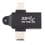 Bộ chuyển đổi hợp kim nhôm USB 3.0 cái sang Type-C / USB-C đực + Micro đực, USB 3.0 cái sang Type-C đực + Micro đực