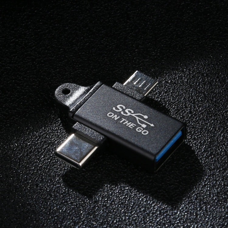 Bộ chuyển đổi hợp kim nhôm USB 3.0 cái sang Type-C / USB-C đực + Micro đực, USB 3.0 cái sang Type-C đực + Micro đực