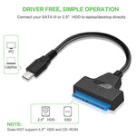 Cáp chuyển đổi dữ liệu USB-C / Type-C 3.1 đực sang SATA (15 chân + 7 chân) HDD, Chiều dài: 20cm, Type-C sang SATA