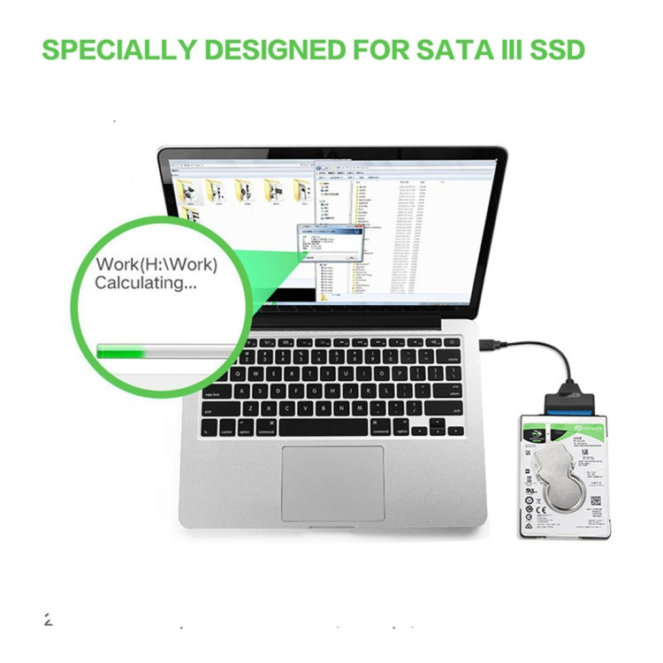 Cáp chuyển đổi dữ liệu USB-C / Type-C 3.1 đực sang SATA (15 chân + 7 chân) HDD, Chiều dài: 20cm, Type-C sang SATA