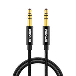 Cáp âm thanh AUX REXLIS 3629 3.5mm đực sang đực mạ vàng cho thiết bị kỹ thuật số chuẩn AUX 3.5mm, Chiều dài: 1.8m