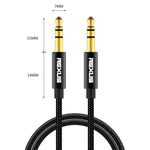 Cáp âm thanh AUX REXLIS 3629 3.5mm đực sang đực mạ vàng cho thiết bị kỹ thuật số chuẩn AUX 3.5mm, Chiều dài: 1.8m
