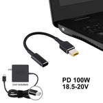 Cáp bện nylon PD 100W 18.5-20V phích cắm vuông sang USB-C / Type-C cho laptop Lenovo