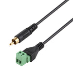 Cáp chuyển đổi đầu đực RCA mạ vàng sang đầu cắm 2 chân không cần hàn, kết nối USB không hàn, chiều dài: 30cm, đầu đực RCA