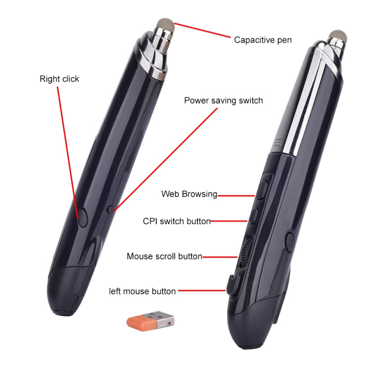 Chuột quang không dây thông minh 6 phím PR-08 với chức năng bút cảm ứng & laser, Màu đỏ chức năng laser, Màu trắng chức năng laser, Màu đen chức năng laser, Màu xám chức năng laser, Màu xanh chức năng laser
