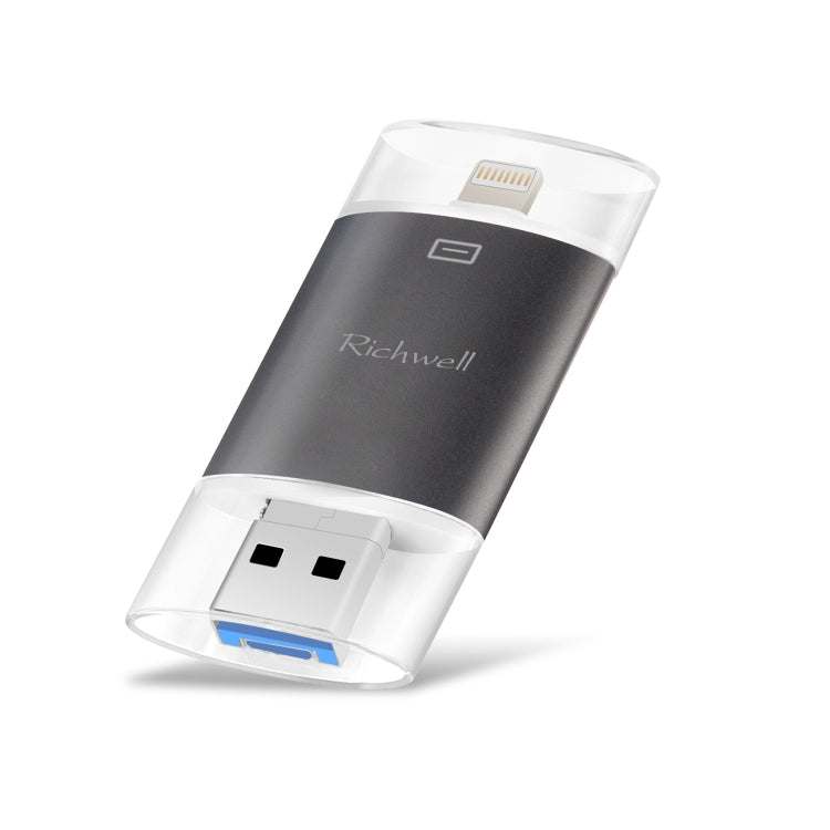 Ổ đĩa flash kim loại đẩy-kéo Richwell 3 trong 1 128G Type-C + 8 Pin + USB 3.0 vỏ đôi với chức năng OTG