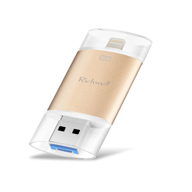 Ổ đĩa flash kim loại đẩy-kéo Richwell 3 trong 1 128G Type-C + 8 Pin + USB 3.0 vỏ đôi với chức năng OTG