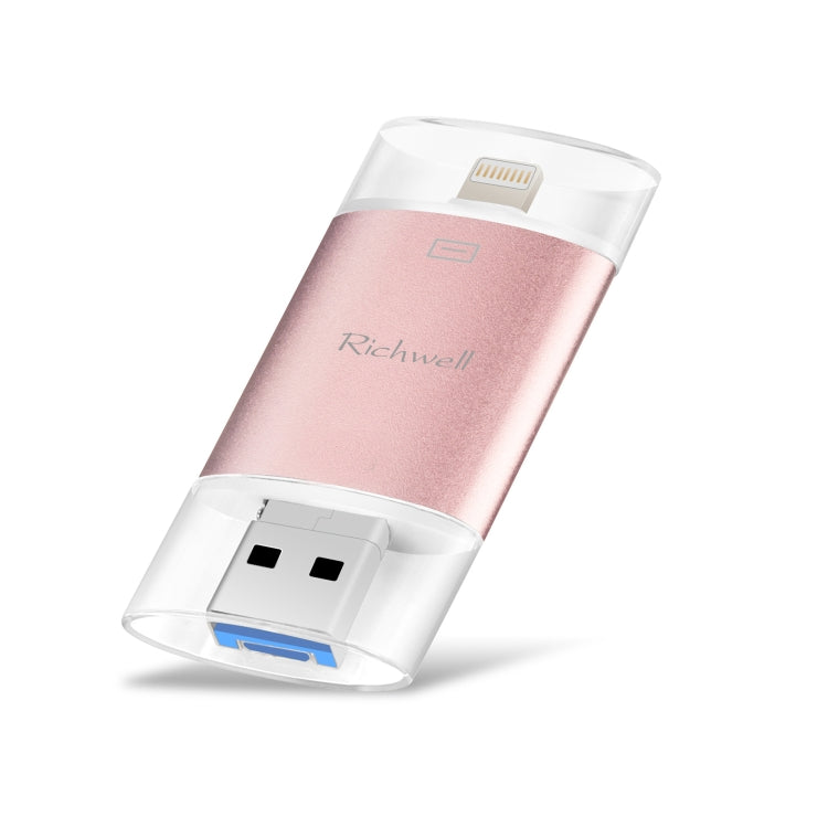Ổ đĩa flash kim loại đẩy-kéo Richwell 3 trong 1 128G Type-C + 8 Pin + USB 3.0 vỏ đôi với chức năng OTG