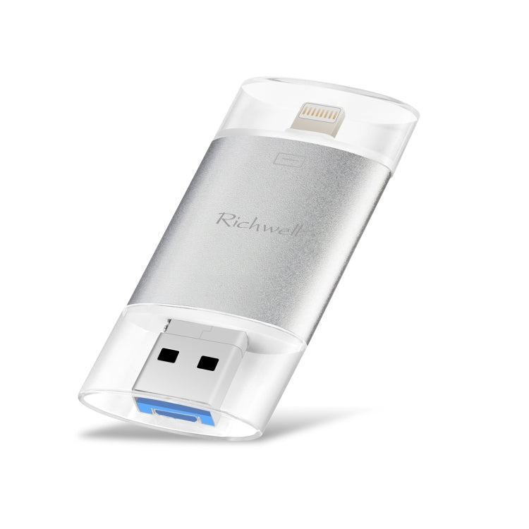 Ổ đĩa flash kim loại đẩy-kéo Richwell 3 trong 1 128G Type-C + 8 Pin + USB 3.0 vỏ đôi với chức năng OTG