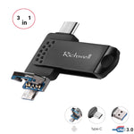 Richwell 3 trong 1 16G Type-C + Micro USB + USB 3.0 Ổ đĩa flash kim loại với chức năng OTG