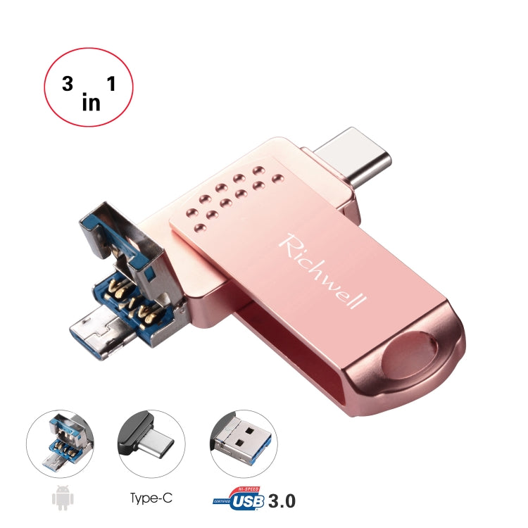 Richwell USB kim loại 3 trong 1 32G Type-C + Micro USB + USB 3.0 có chức năng OTG