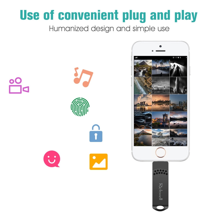 Richwell 64G Type-C + 8 Pin + USB 3.0 Ổ đĩa flash kim loại với chức năng OTG