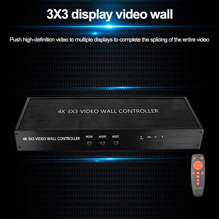 Bộ điều khiển tường video HDMI 4K 3X3 NK-BT88, bộ xử lý ghép nhiều màn hình với điều khiển từ xa, phích cắm EU, phích cắm EU
