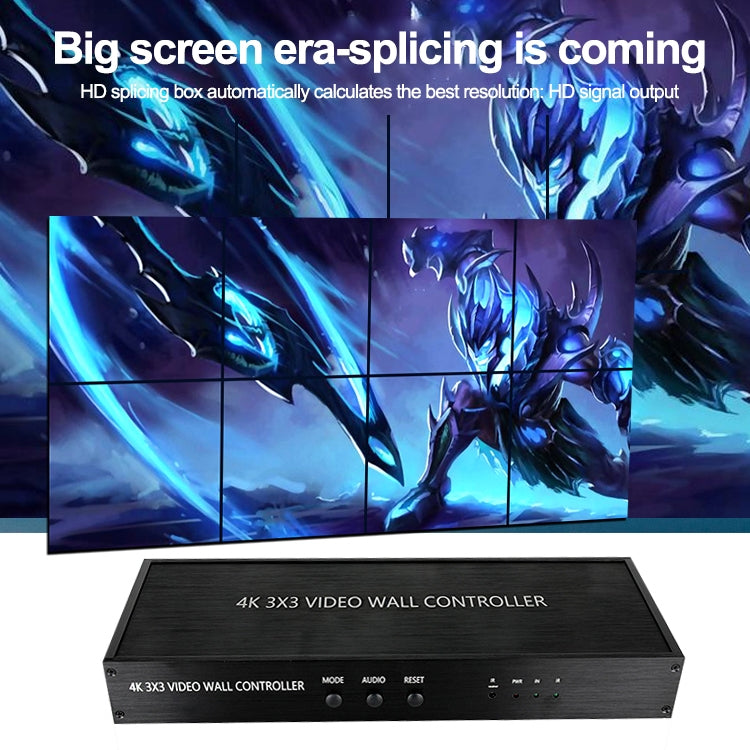 Bộ điều khiển tường video HDMI 4K 3X3 NK-BT88, bộ xử lý ghép nhiều màn hình với điều khiển từ xa, phích cắm EU, phích cắm EU