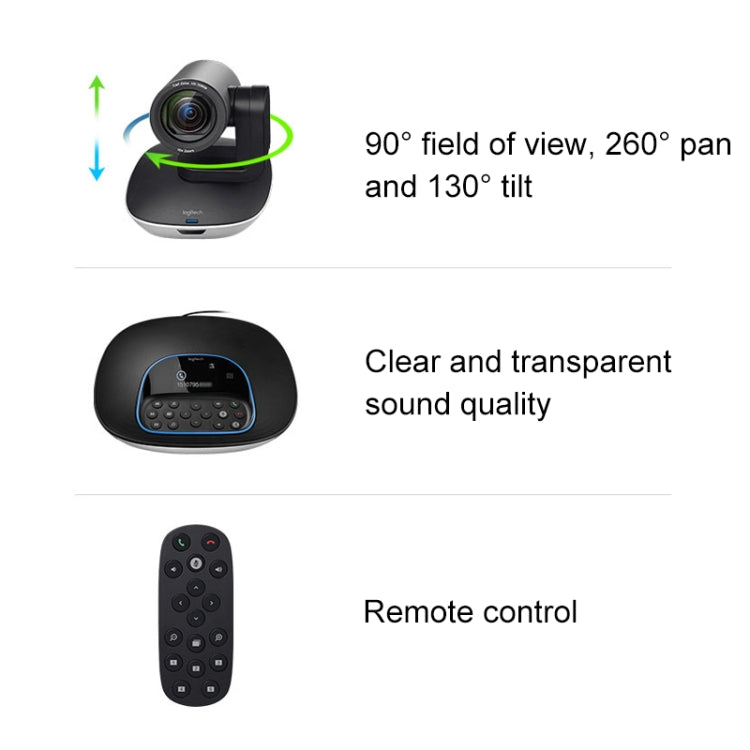 Logitech CC3500e Camera hội nghị video kinh doanh lớp học trực tuyến HD 1080P, Phích cắm EU
