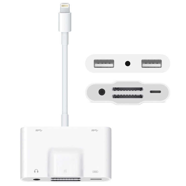 NK-1042 Bộ chuyển đổi camera 6 trong 1 8 Pin đực sang USB kép + thẻ SD kép + giao diện âm thanh 3.5mm + cổng sạc 8 Pin cái