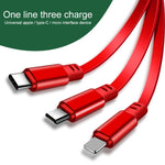 Cáp sạc rút 3 trong 1 USB sang USB-C / Type-C + 8 Pin + Micro USB dài 1.2m, dòng tối đa 3.5A