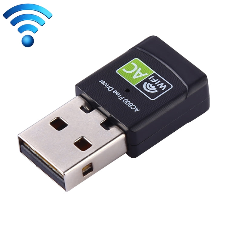 Bộ chuyển đổi WiFi USB 2.0 băng tần kép 2.4GHz & 5GHz AC600Mbps không cần driver, card mạng ngoài, AC600Mbps