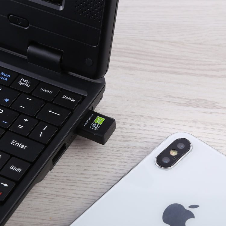 Bộ chuyển đổi WiFi USB 2.0 băng tần kép 2.4GHz & 5GHz AC600Mbps không cần driver, card mạng ngoài, AC600Mbps