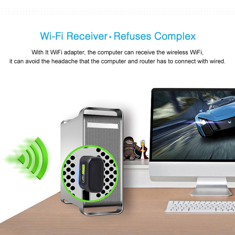 Bộ chuyển đổi WiFi USB 2.0 băng tần kép 2.4GHz & 5GHz AC600Mbps không cần driver, card mạng ngoài, AC600Mbps