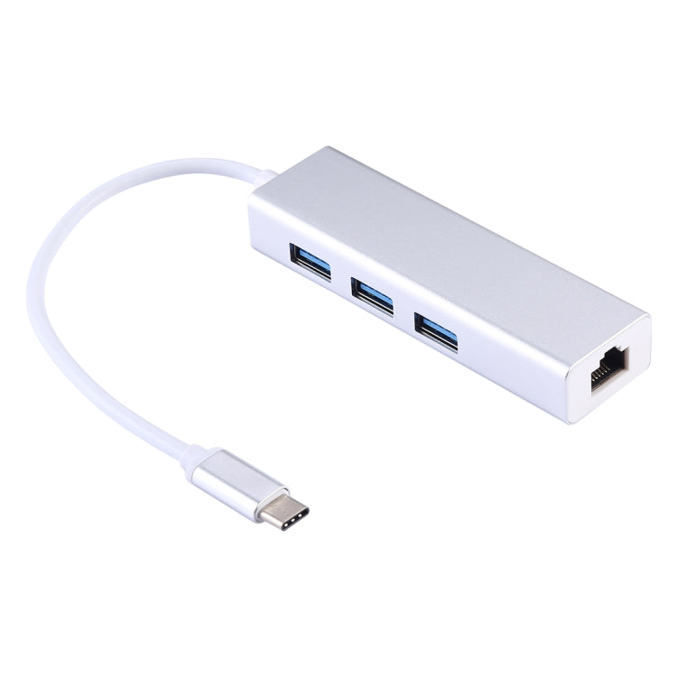 Hub vỏ nhôm 3 cổng USB3.0 + bộ chuyển đổi Ethernet Gigabit USB-C / Type-C, USB Type-C 1000Mbps